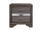 27" Gray Wood and Solid Wood Two Drawer Nightstand