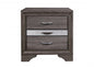 27" Gray Wood and Solid Wood Two Drawer Nightstand