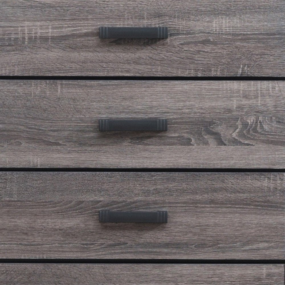 31" Dark Gray Solid Wood Five Drawer Dresser