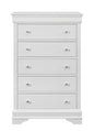 31" Metallic White Solid Wood Five Drawer Chest