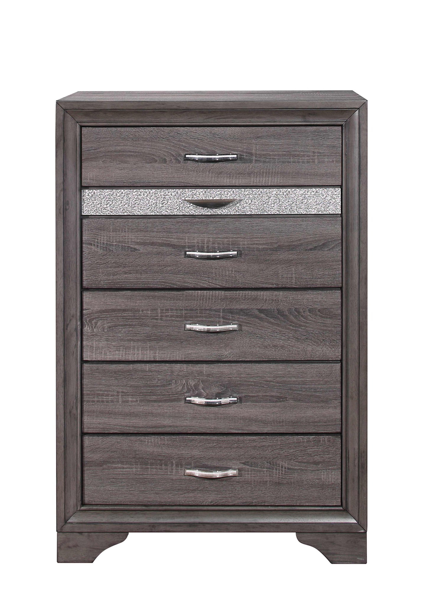 35" Grey Manufactured Wood Six Drawer Chest