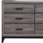 58" Gray Wood Six Drawer Double Dresser