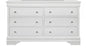 58" Metallic White Solid Wood Six Drawer Double Dresser