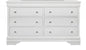 58" Metallic White Solid Wood Six Drawer Double Dresser