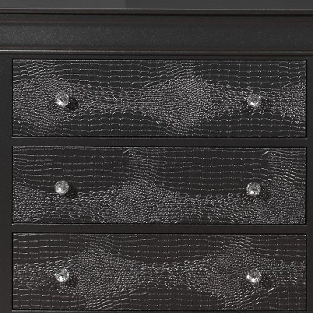 58" Metallic Grey Solid Wood Six Drawer Double Dresser