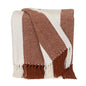 Burnt Orange Woven Cotton Striped Throw Blanket