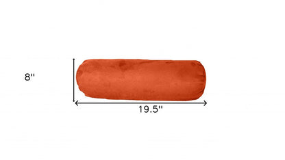 8" X 20" Burnt Orange Bolster Microsuede Bolster Throw Pillow