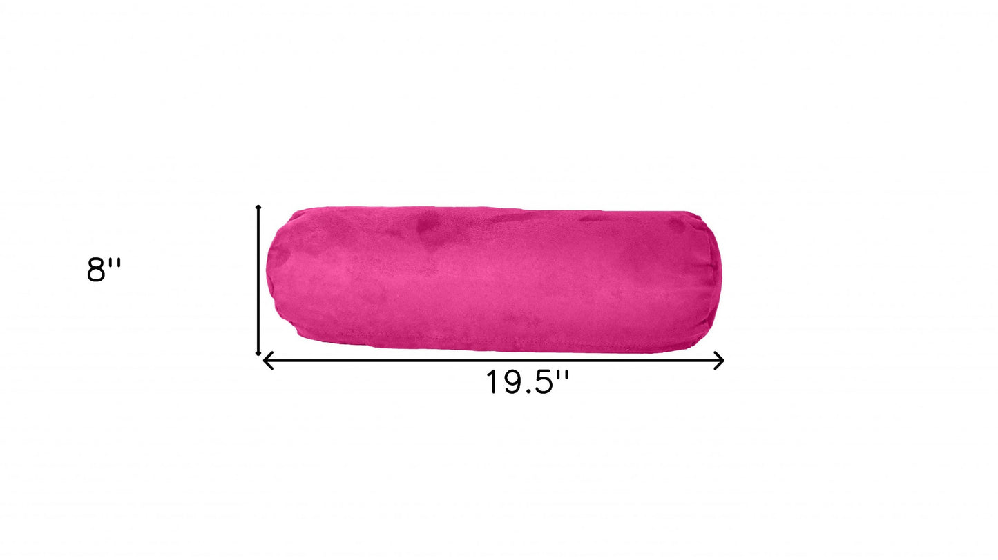 8" X 20" Fuchsia Bolster Microsuede Zippered Pillow