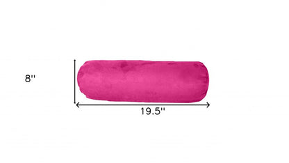 8" X 20" Fuchsia Microsuede Bolster Throw Pillow