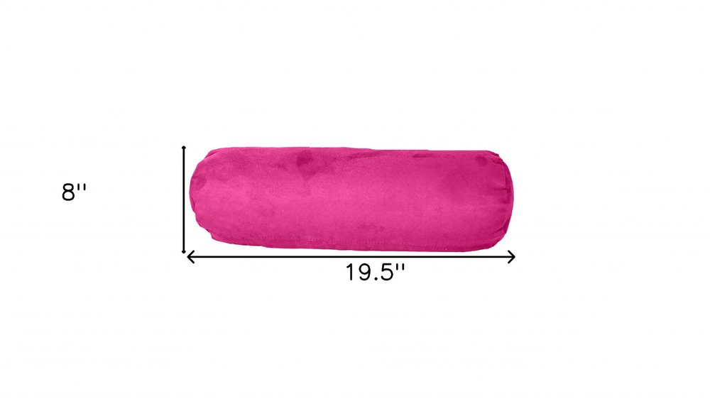 8" X 20" Fuchsia Microsuede Bolster Throw Pillow