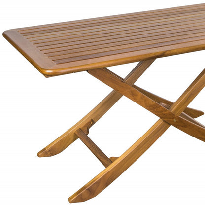 43" Brown Solid Wood Folding Outdoor Picnic Table