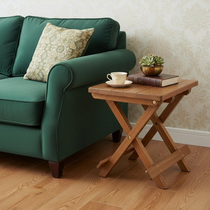 12" Brown Solid Wood Square End Table