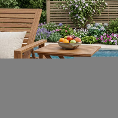 28" Brown Solid Wood Folding Outdoor Side Table
