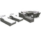 Twelve Piece Outdoor Gray Wicker Multiple Chairs Seating Group Fire Pit Included with White Cushions