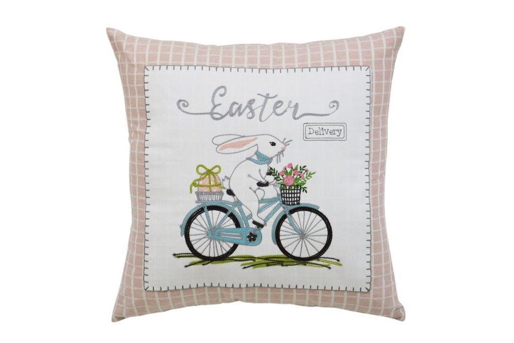 17" Light Pink Easter Easter Bunny Throw Pillow