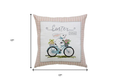 17" Light Pink Easter Easter Bunny Throw Pillow