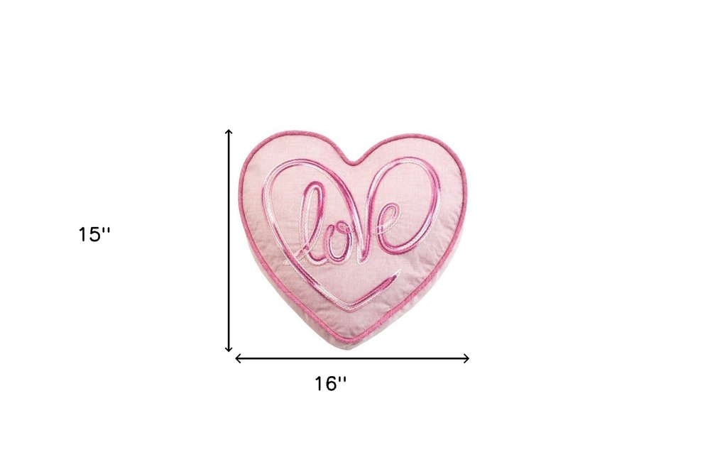 16" X 15" Pink Heart Love Valentines Day Heart Throw Pillow