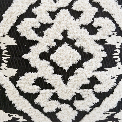 17" Black and White Throw Pillow with Tassels
