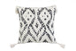 18" Black And White Ikat Cotton Blend Throw Pillow with Tassels