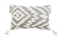 13" X 20" Gray and White Throw Pillow with Tassels