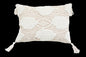 13" X 18" Beige and White Throw Pillow with Tassels