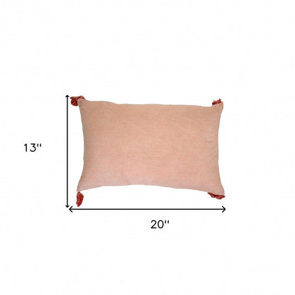13" X 20" Coral Throw Pillow with Tassels