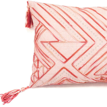 13" X 20" Coral Throw Pillow with Tassels