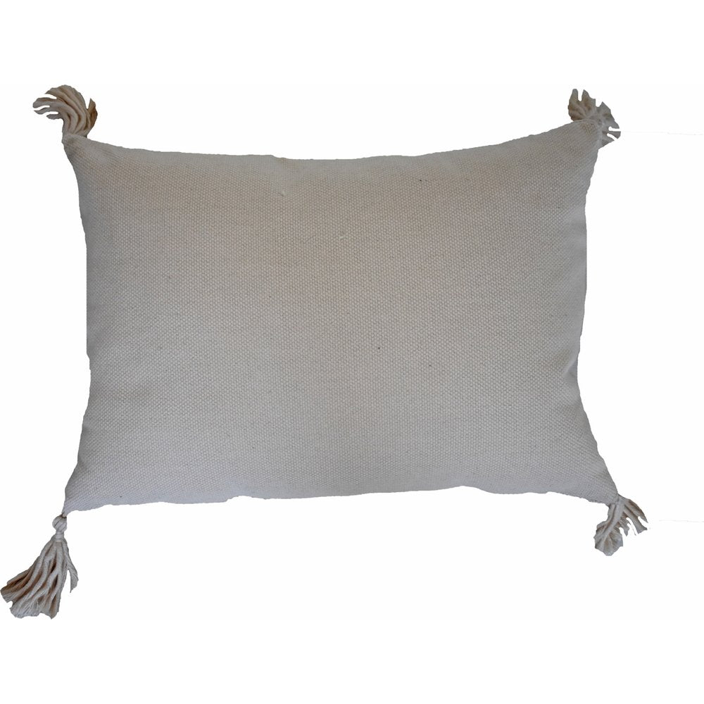13" X 18" Blush And Natural Damask Throw Pillow with Tassels