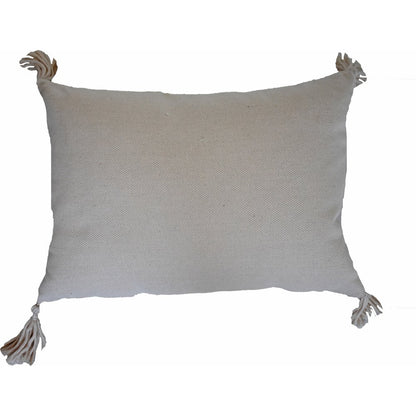 13" X 18" Blush And Natural Damask Throw Pillow with Tassels