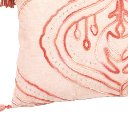 13" X 20" Coral Throw Pillow with Tassels