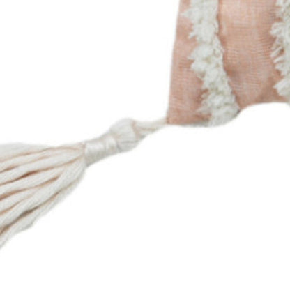 17" Beige Throw Pillow with Tassels