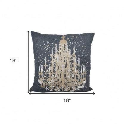 18" Gray and White Throw Pillow