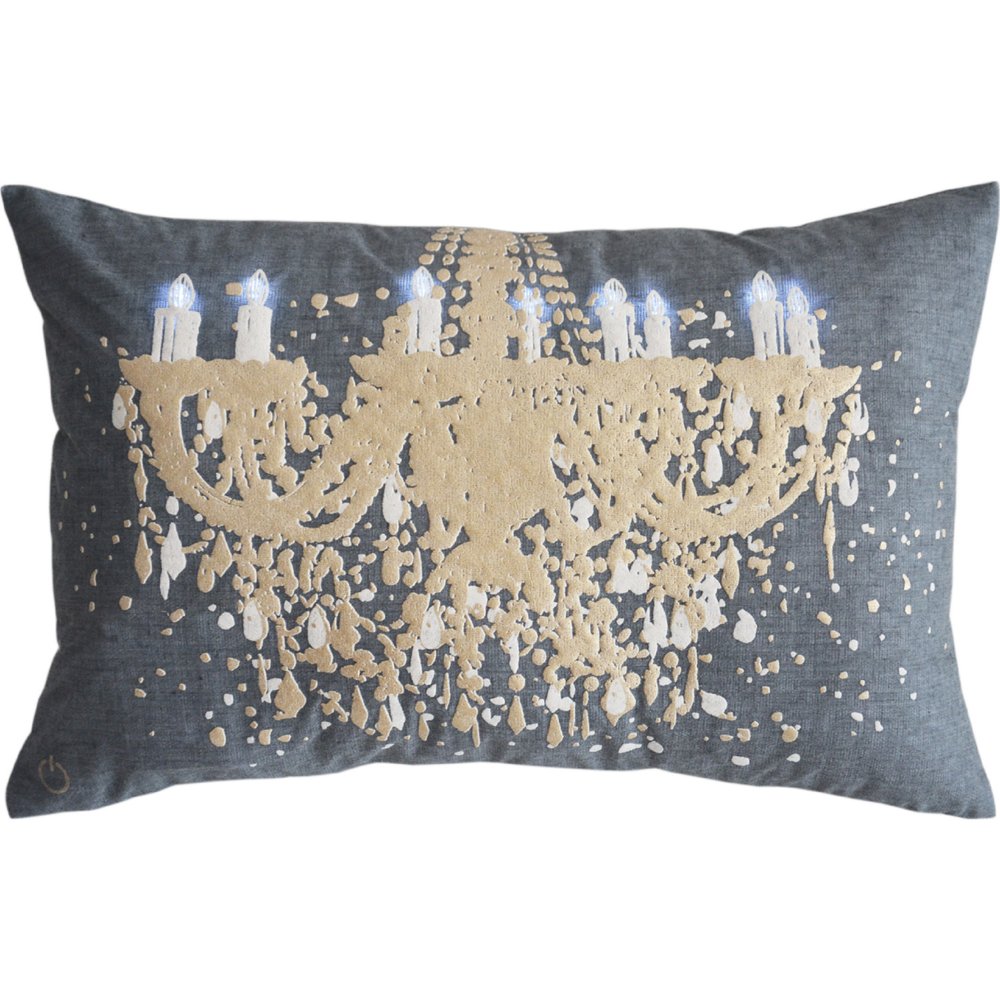 13" X 20" Gray and White Throw Pillow