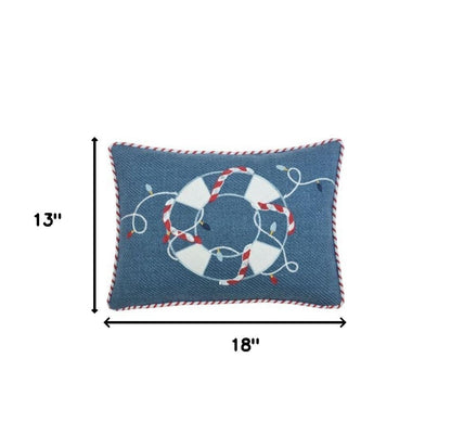13" X 18" Blue and White Christmas Throw Pillow