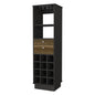 18" Black Wood and Solid Wood Bar Cabinet With Two Drawers