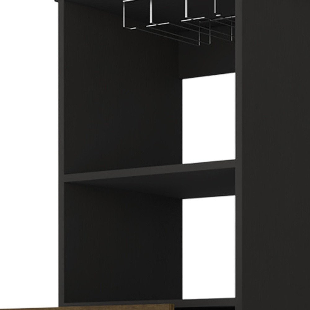 18" Black Wood and Solid Wood Bar Cabinet With Two Drawers