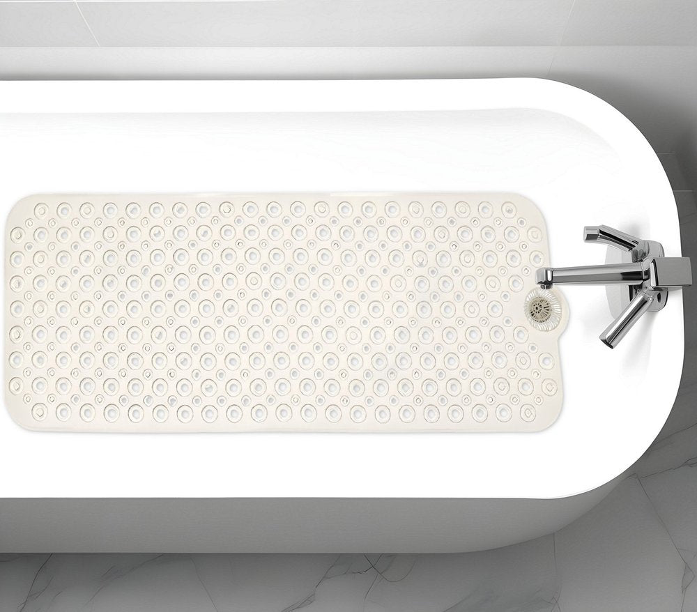 40" Beige Latex Bubbles Non Slip Shower Mat