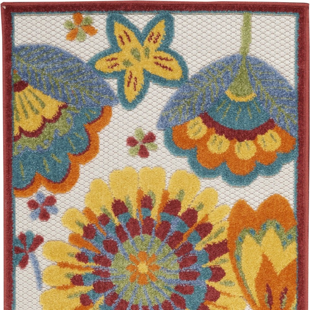 6' Yellow And Red Indoor Outdoor Runner Rug