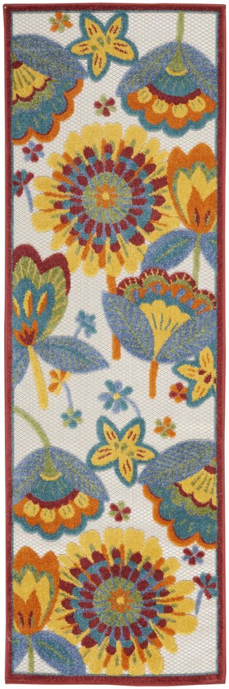 6' Yellow And Red Indoor Outdoor Runner Rug