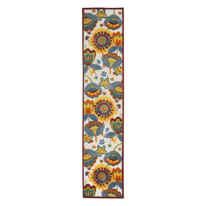 10' Blue And Yellow Indoor Outdoor Runner Rug