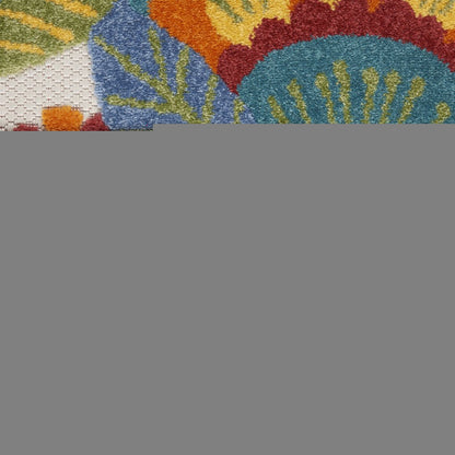 8' Yellow And Red Indoor Outdoor Runner Rug