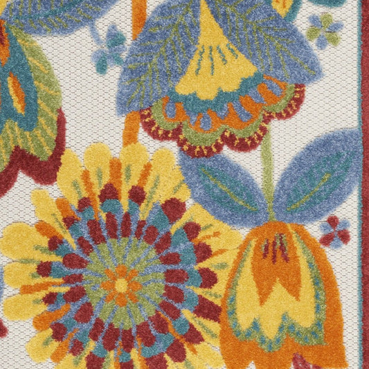 3' X 4' Yellow And Ivory Indoor Outdoor Area Rug
