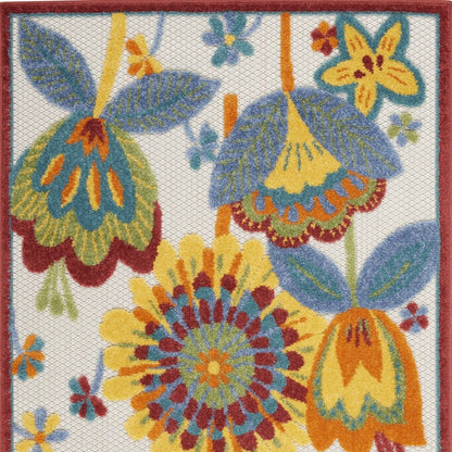 3' X 4' Yellow And Ivory Indoor Outdoor Area Rug