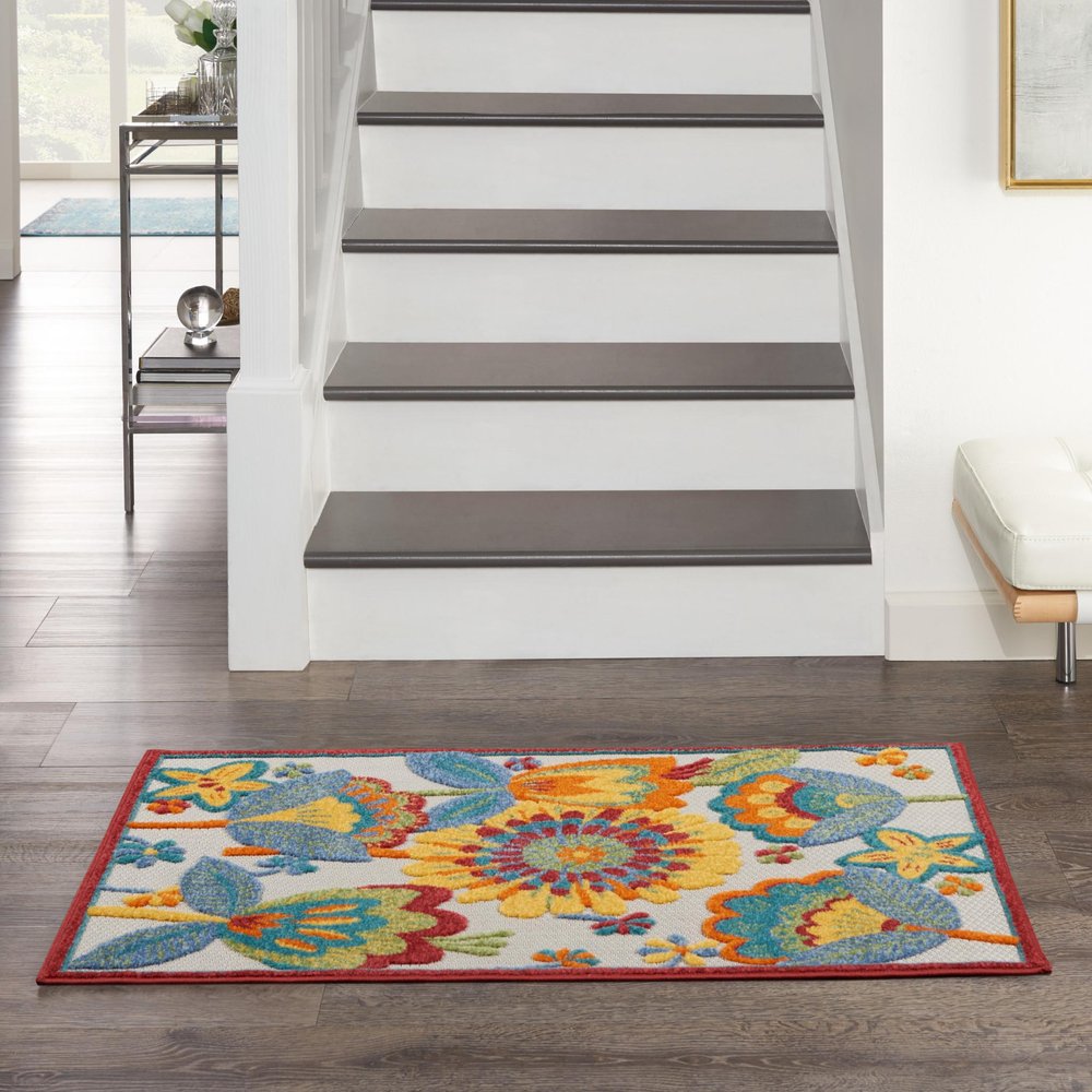 3' X 4' Yellow And Ivory Indoor Outdoor Area Rug