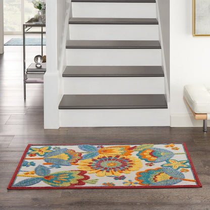 3' X 4' Yellow And Ivory Indoor Outdoor Area Rug