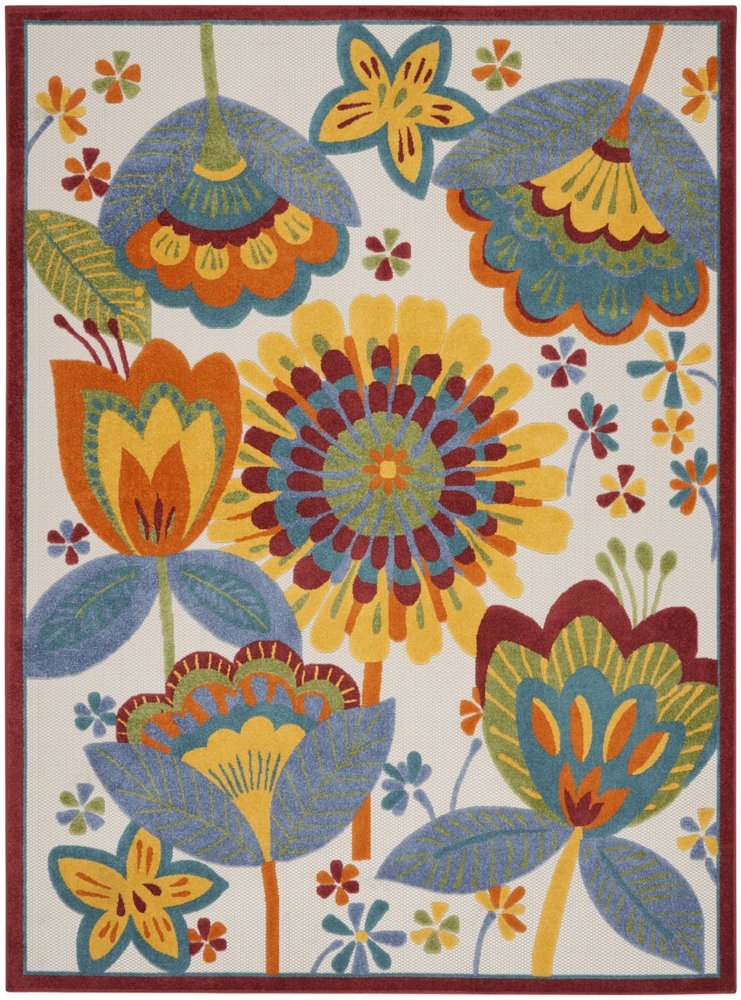 9' X 12' Blue And Yellow Indoor Outdoor Area Rug