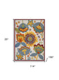 10' X 13' Blue And Yellow Indoor Outdoor Area Rug
