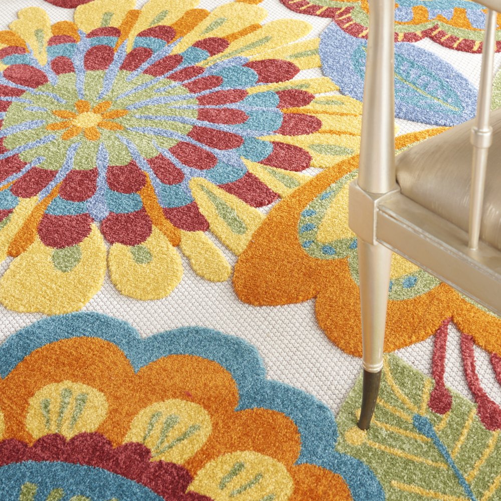 10' X 13' Blue And Yellow Indoor Outdoor Area Rug