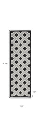 6' Black And White Indoor Outdoor Runner Rug