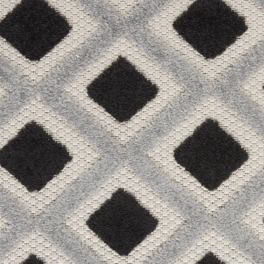 12' Black And White Indoor Outdoor Runner Rug